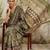 Green floral printed jute casual saree with blouse piece
