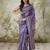 Purple printed blended cotton designer saree with blouse piece