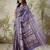 Purple printed blended cotton designer saree with blouse piece