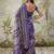 Purple printed blended cotton designer saree with blouse piece