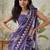 Purple printed blended cotton designer saree with blouse piece