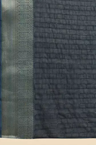 Blue elegant zari woven linen saree with blouse piece