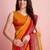 Yellow printed silk blend ethnic saree with blouse piece