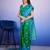 Blue elegant printed silk cotton saree with blouse piece