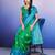 Blue elegant printed silk cotton saree with blouse piece