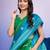 Blue elegant printed silk cotton saree with blouse piece