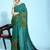 Olive elegant printed silk cotton saree with blouse piece