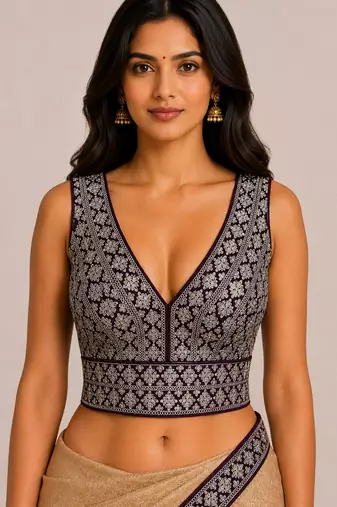 Wine purple heavy embroidered silk bridal blouse | designer sequin work readymade saree blouse for women