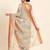 Orange printed art silk traditional saree with blouse piece