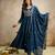 Blue vichitra silk embroidered anarkali kurta pant set with dupatta