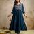 Blue vichitra silk embroidered anarkali kurta pant set with dupatta