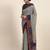 Blue printed art silk traditional saree with blouse piece