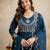 Blue vichitra silk embroidered anarkali kurta pant set with dupatta