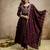 Brown vichitra silk embroidered anarkali kurta pant set with dupatta