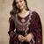 Brown vichitra silk embroidered anarkali kurta pant set with dupatta