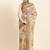 Beige printed art silk traditional saree with blouse piece