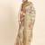 Beige printed art silk traditional saree with blouse piece
