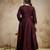 Brown vichitra silk embroidered anarkali kurta pant set with dupatta