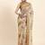Beige printed art silk traditional saree with blouse piece