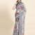 Grey printed art silk traditional saree with blouse piece