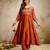 Orange vichitra silk embroidered anarkali kurta pant set with dupatta