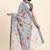 Grey printed art silk traditional saree with blouse piece