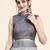 Grey printed art silk traditional saree with blouse piece