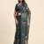 Green printed linen casual saree with blouse piece