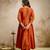Orange vichitra silk embroidered anarkali kurta pant set with dupatta