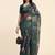 Green printed linen casual saree with blouse piece