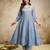 Sky blue vichitra silk embroidered anarkali kurta pant set with dupatta