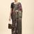 Red printed linen casual saree with blouse piece