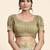 Green printed art silk traditional saree with blouse piece