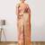 Beige printed linen casual saree with blouse piece