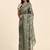 Green printed linen casual saree with blouse piece