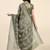 Green printed linen casual saree with blouse piece