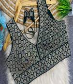 Bottle green heavy embroidered silk bridal blouse | designer sequin work readymade saree blouse for women