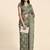 Green printed linen casual saree with blouse piece