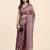 Violet printed linen casual saree with blouse piece