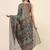 Brown printed linen casual saree with blouse piece