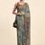Brown printed linen casual saree with blouse piece