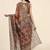 Brown printed linen casual saree with blouse piece