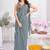 Grey plain satin designer saree with blouse piece