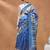 Blue printed silk blend ethnic saree with blouse piece
