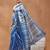 Blue printed silk blend ethnic saree with blouse piece