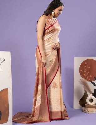 Maroon printed brasso casual saree with blouse piece 2