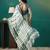 Green printed brasso casual saree with blouse piece