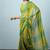 Green elegant printed georgette saree with blouse piece