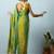 Green elegant printed georgette saree with blouse piece