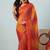 Red elegant printed georgette saree with blouse piece